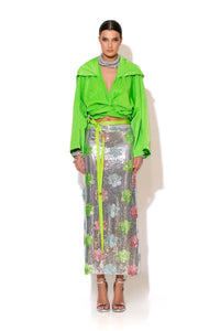 Floral Sequins Midi Skirt